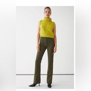 & Other Stories Olive Soft Flare Trousers